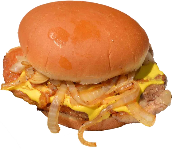 Bone-in pork chop sandwich with grilled onions and mustard